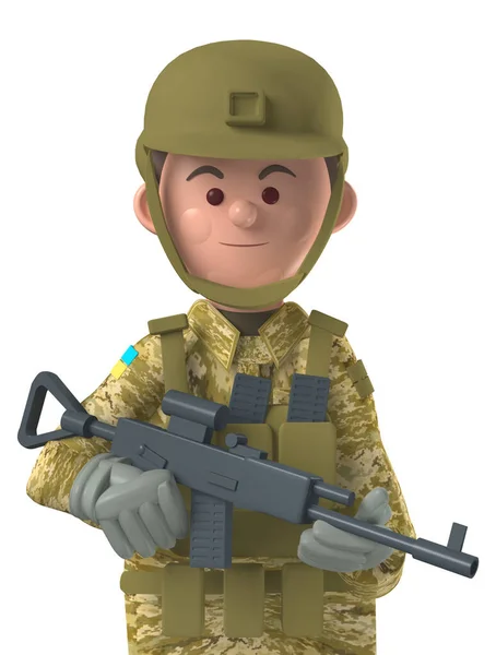 Desenhos Animados Personagem Avatar Ucraniano Soldado Masculino